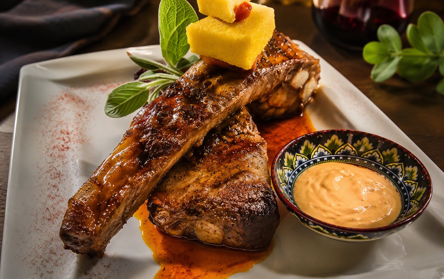 Le costolette d'agnello glassate con la loro salsa